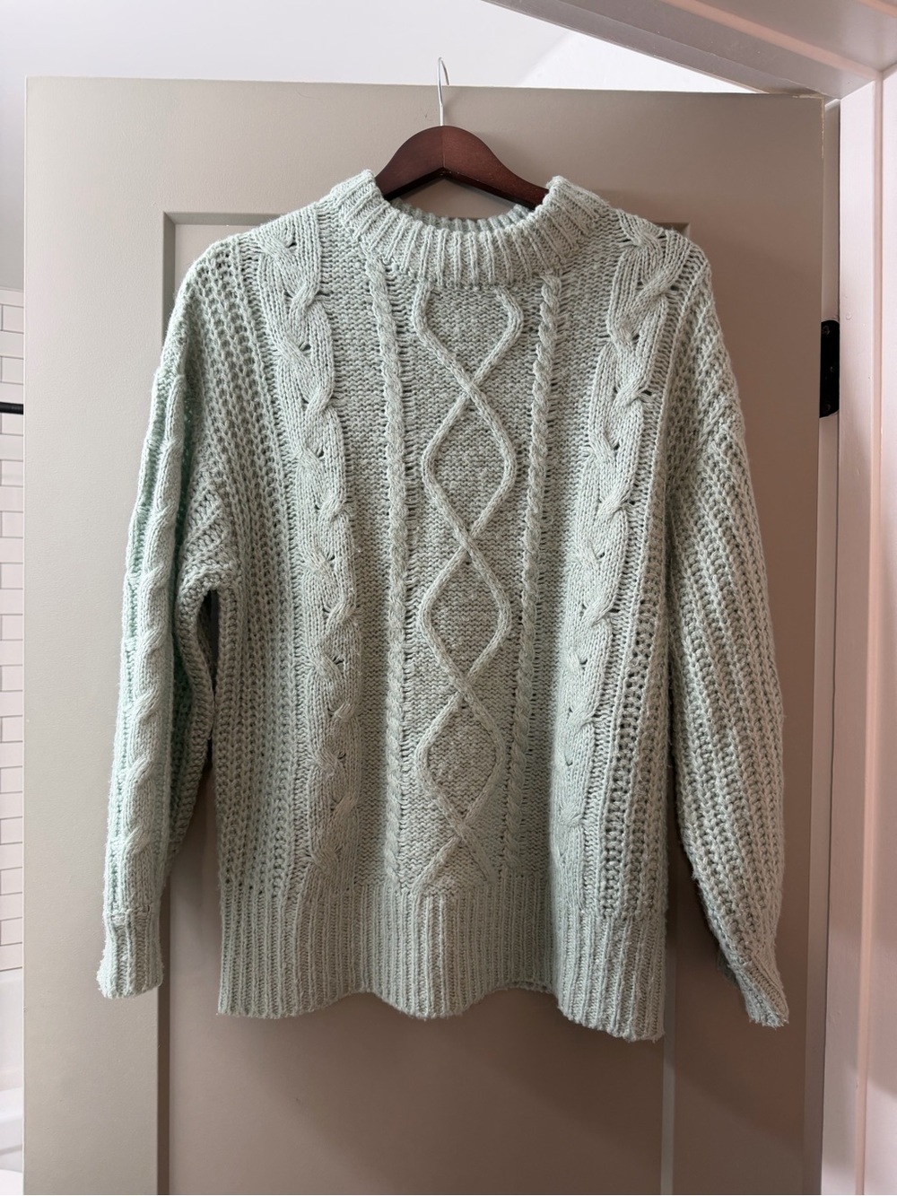 Brave Soul Mint Green Cable Knit Sweater